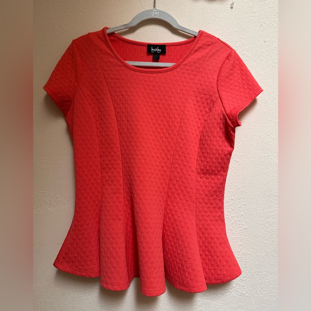 by & by Vibrant Coral Short Sleeve Top